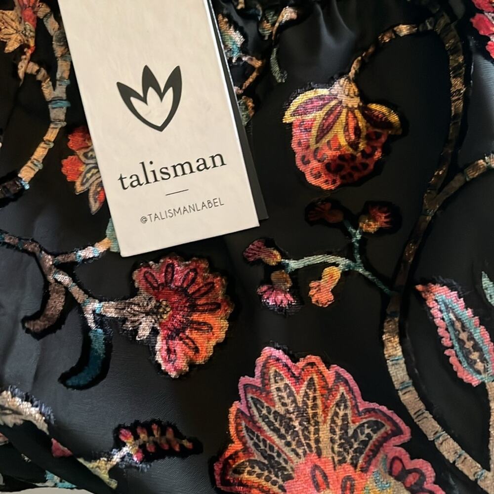 Talisman $179 Mantra Floral Velvet High Rise Tiered A-Line Maxi Boho Skirt XS - Picture 4 of 4
